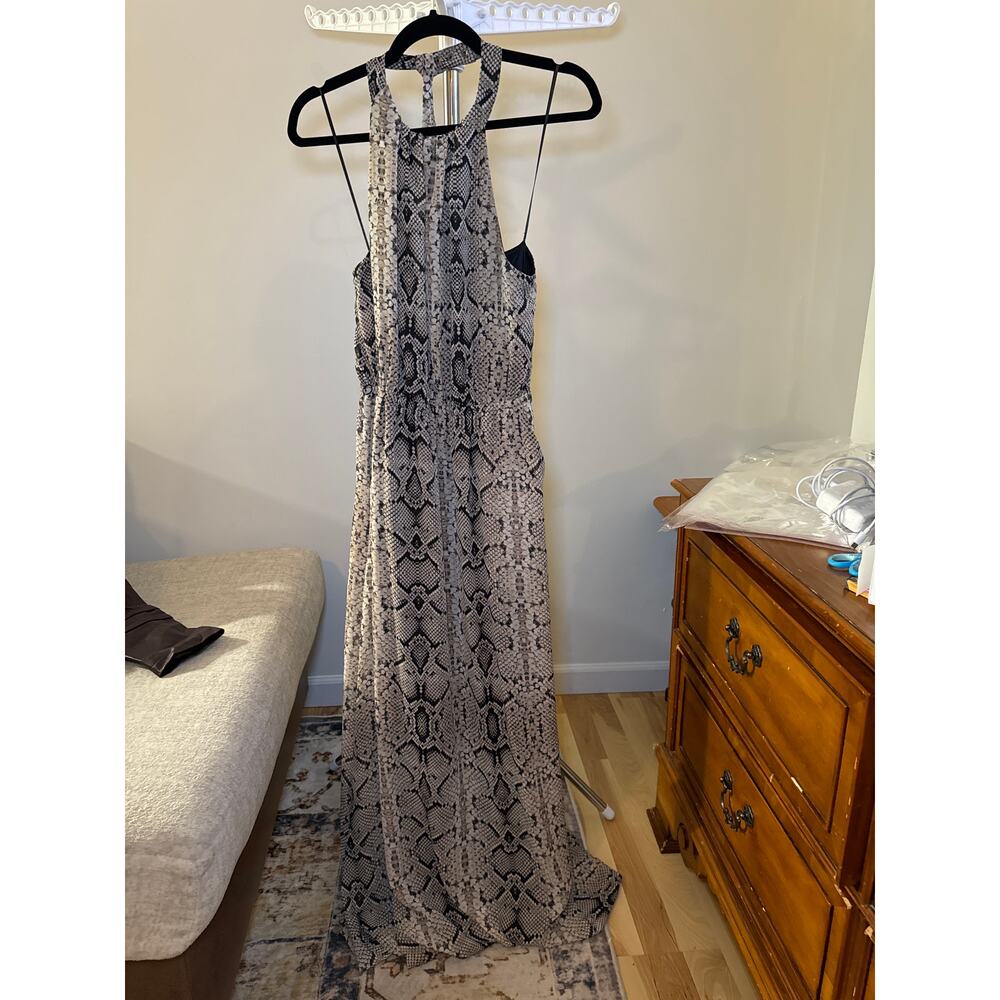 Jessica Simpson Black Brown Snake Skin Dress Modern Boho Jumpsuit Women's Size 6